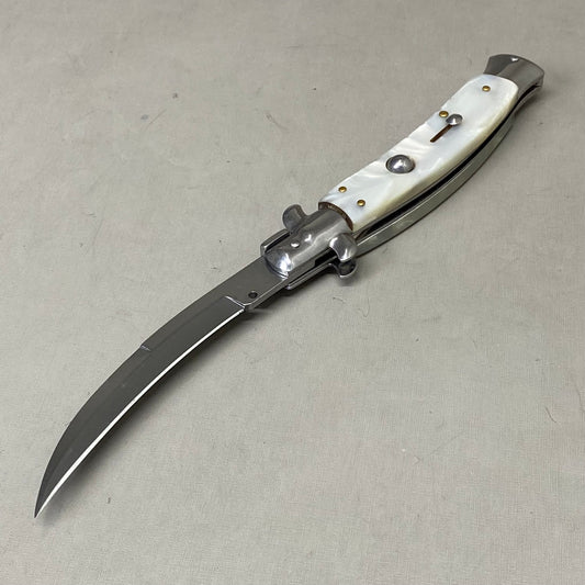 ZA@ ARMED FORCE TACTICAL Handcrafted OTF Pocket Knife  4" Blade 9" Overall Length White ST-6CWP