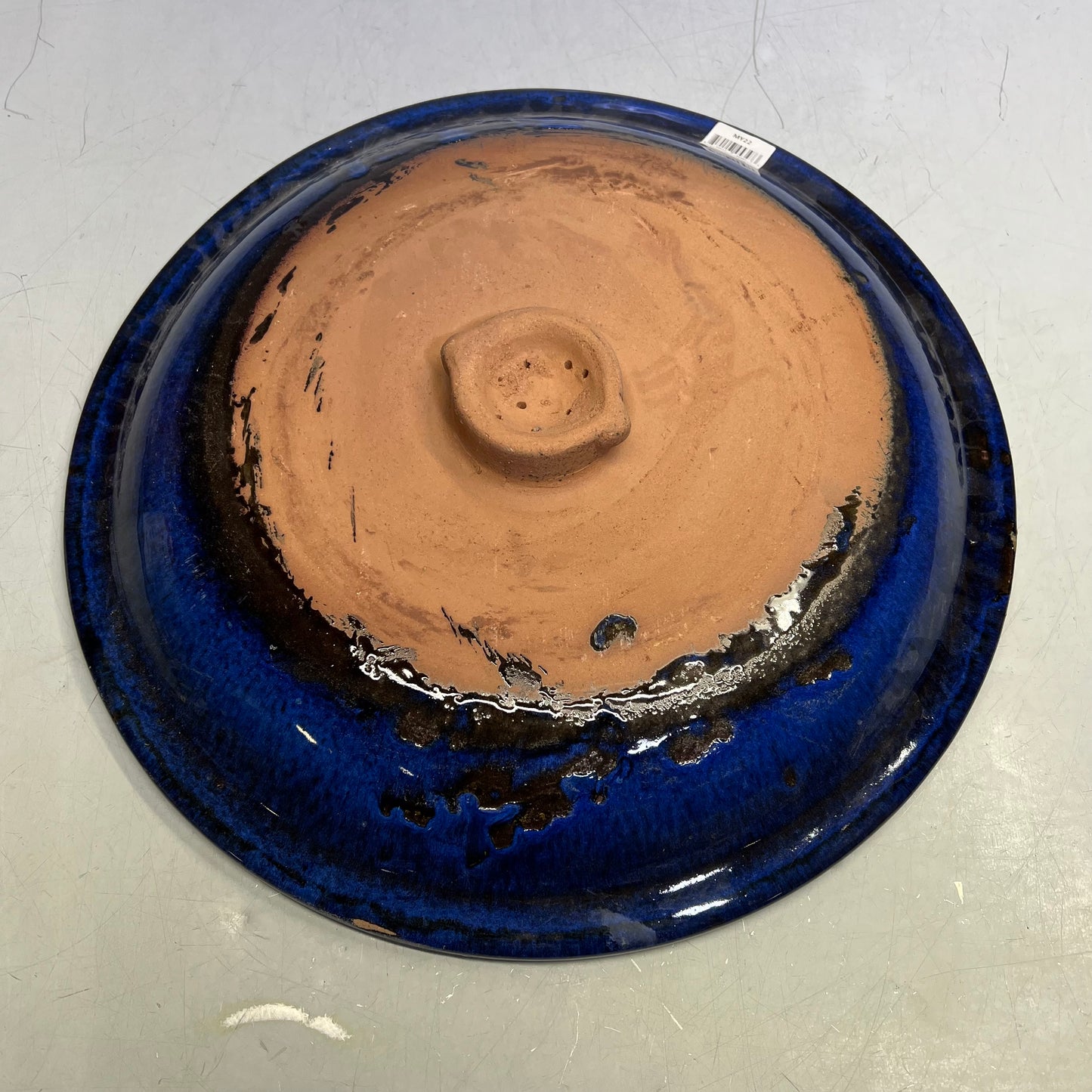 ZA@ Glazed Pottery 2 Piece Swirl Stand Bird Bath 22" L x 20" Dia Deep Blue (DAMAGED)