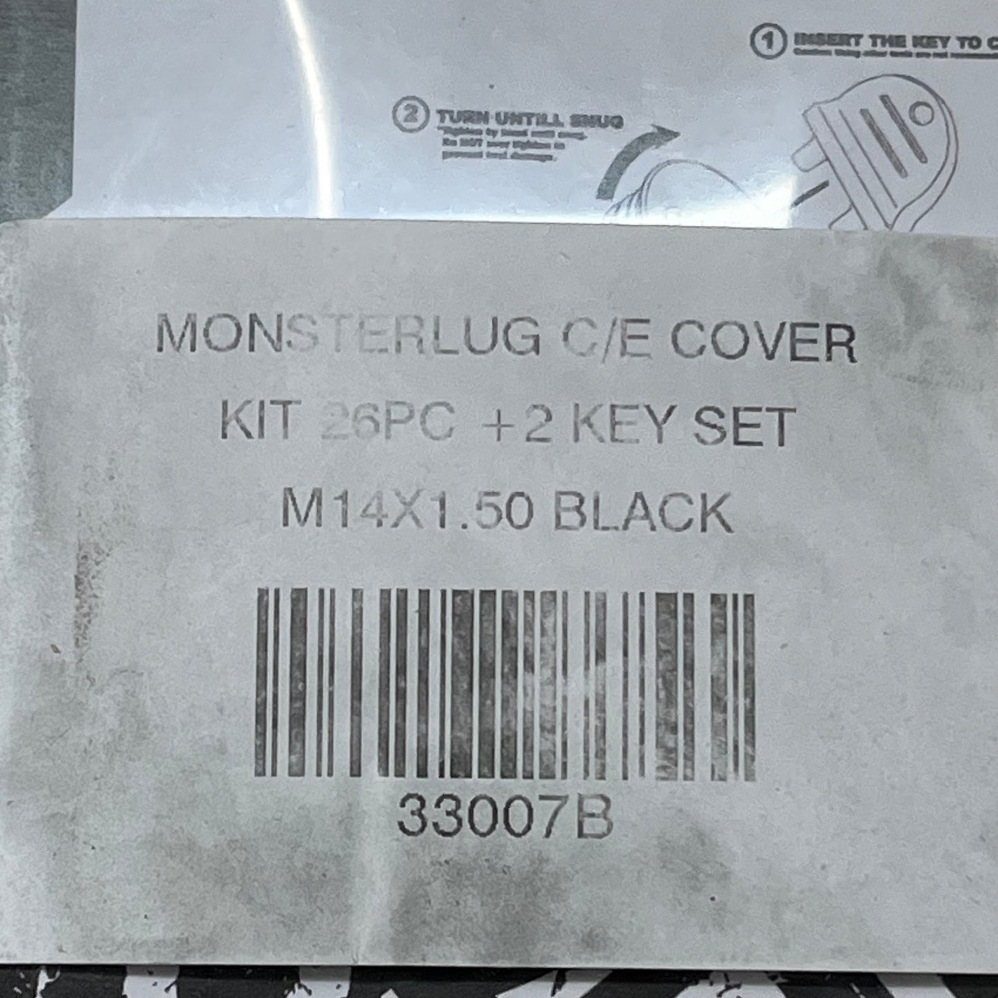 MONSTER LUG Closed End Cap 26 Pieces 2 Key Adapters Included M14x1.5 Black 33007B