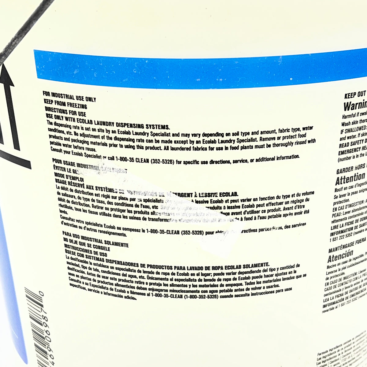 ECOLAB Liquid Laundry Neutral Detergent Low Sudsing 5 Gal Bucket 6102161