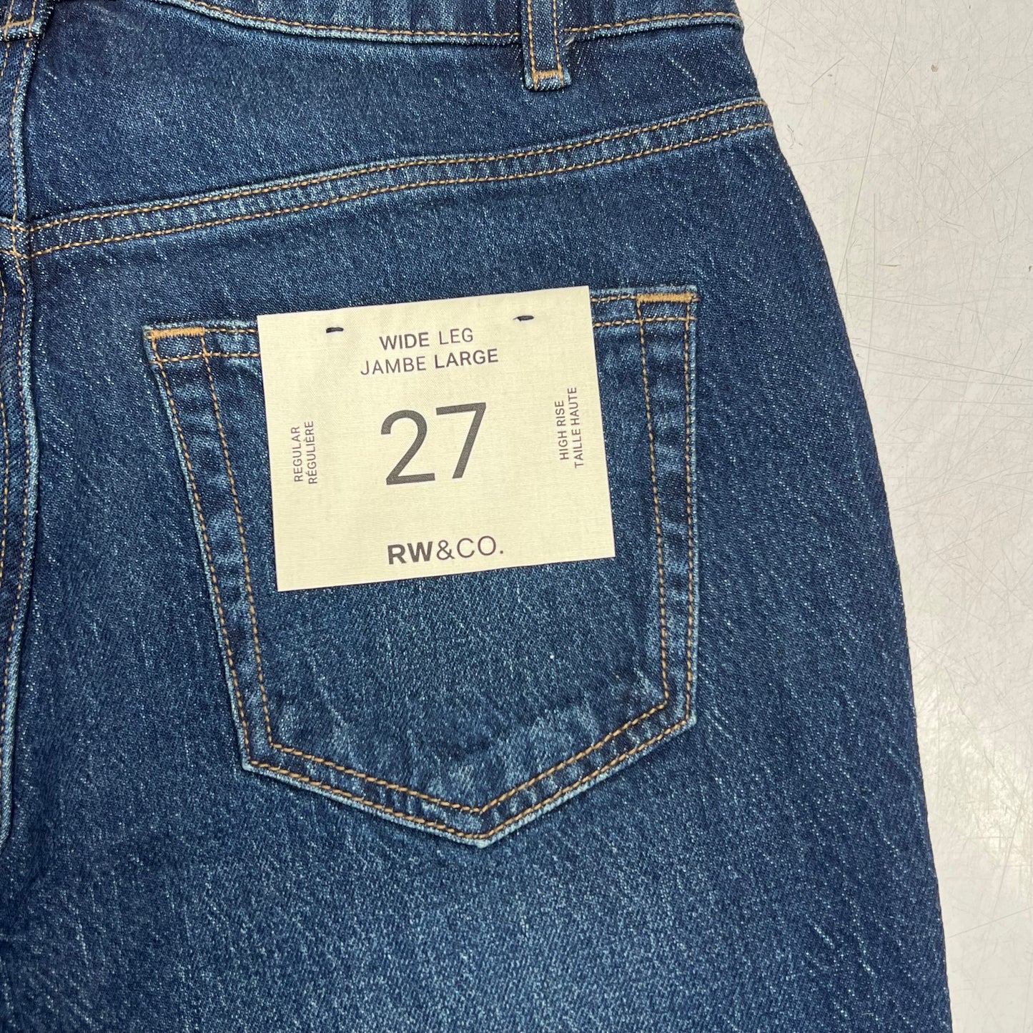 RW & CO High Rise Fit Wide Leg Jeans  Women's Sz 27 Dark Sapphire 490024
