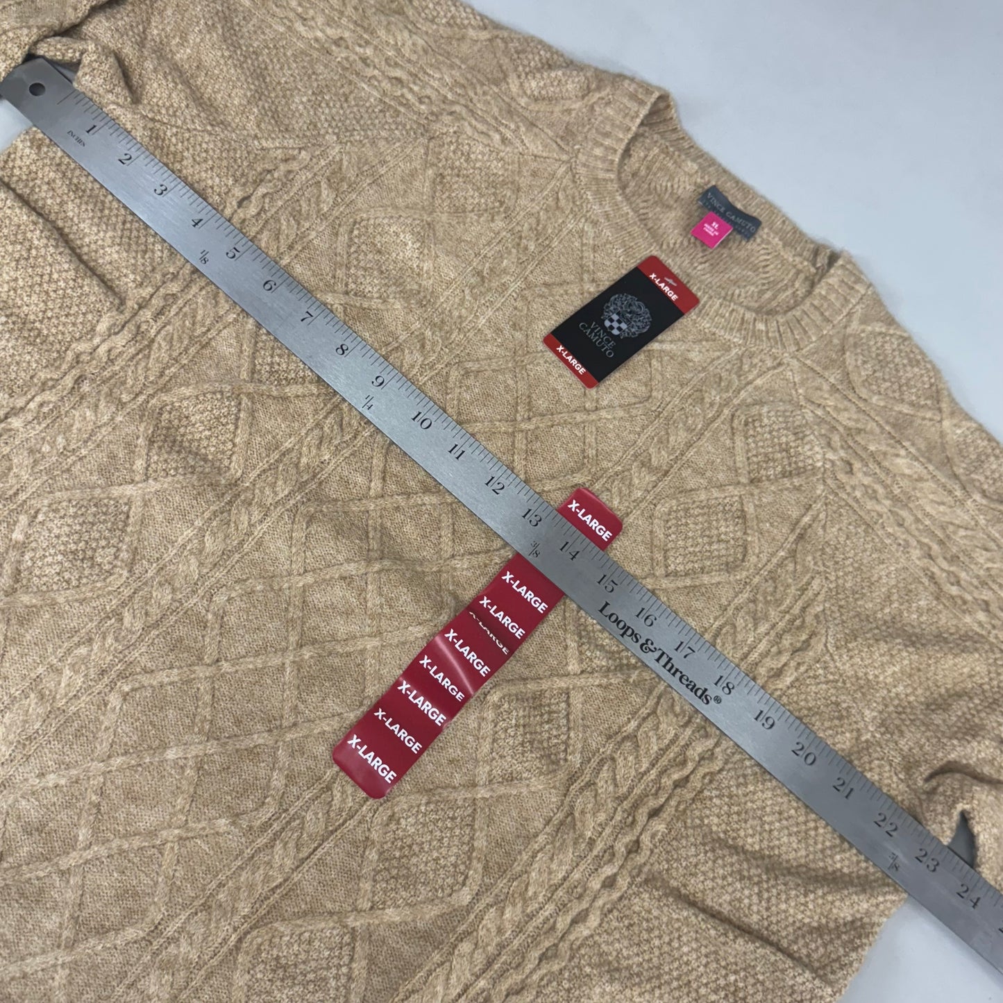 VINCE CAMUTO Cable Knit Sweater Women's Sz-XL Latte Heather SC2895