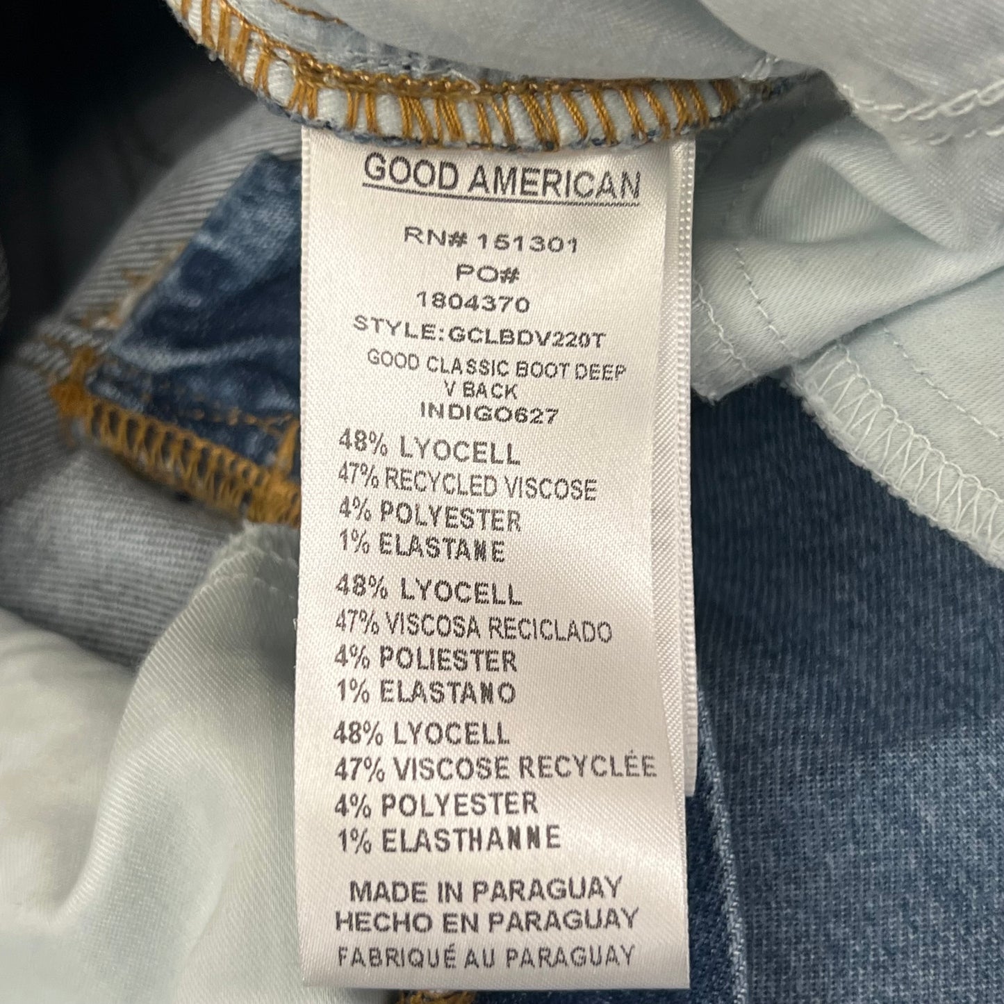 GOOD AMERICAN Good Classic Slim Bootcut High-Rise Jeans Women's Sz 10 Indigo627 GCLBDV220T