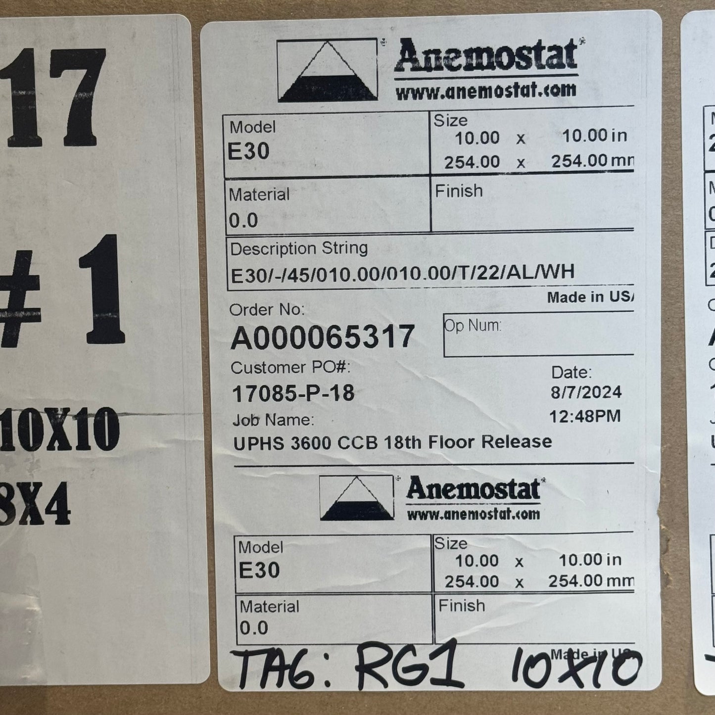 ANEMOSTAT 3 Pcs Diffuser Ceiling Vent Sz 24” x 24” White A65317