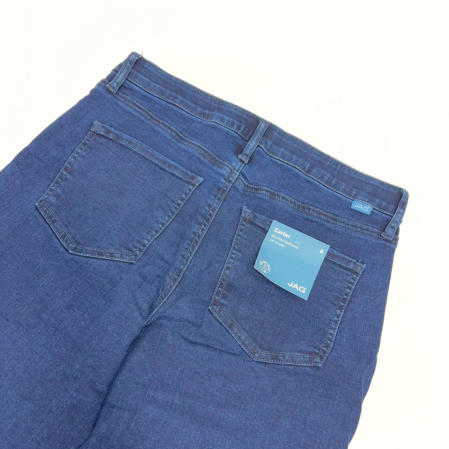 JAG Carter Girlfriend Jeans Elastic Waist Women's Sz 8/26 10" Mid-Rise Midnight