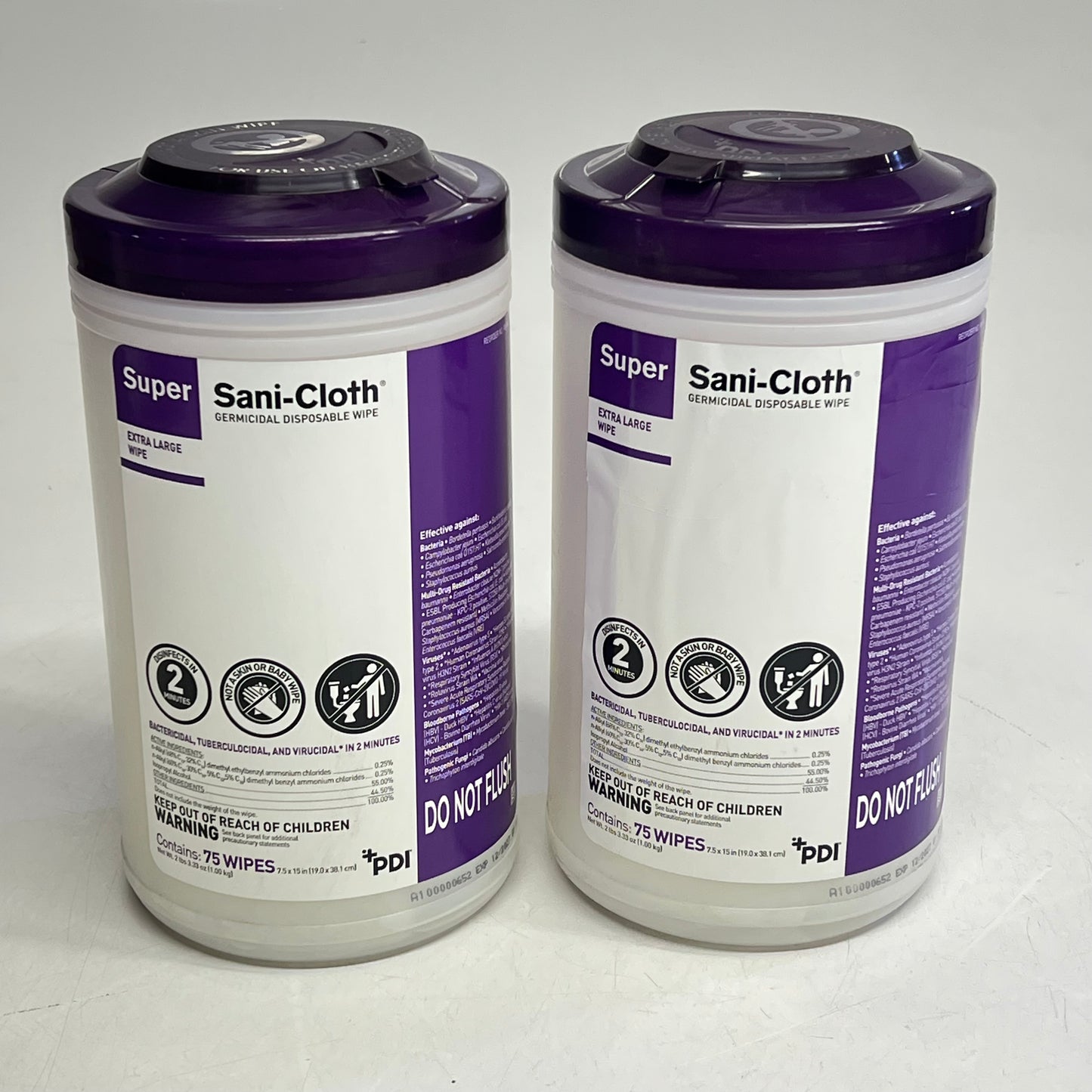 ZA@ PDI  (2 PACK, 75 WIPE EACH) Sani-cloth Germicidal Disposable Wipe Extra Large (Distressed)