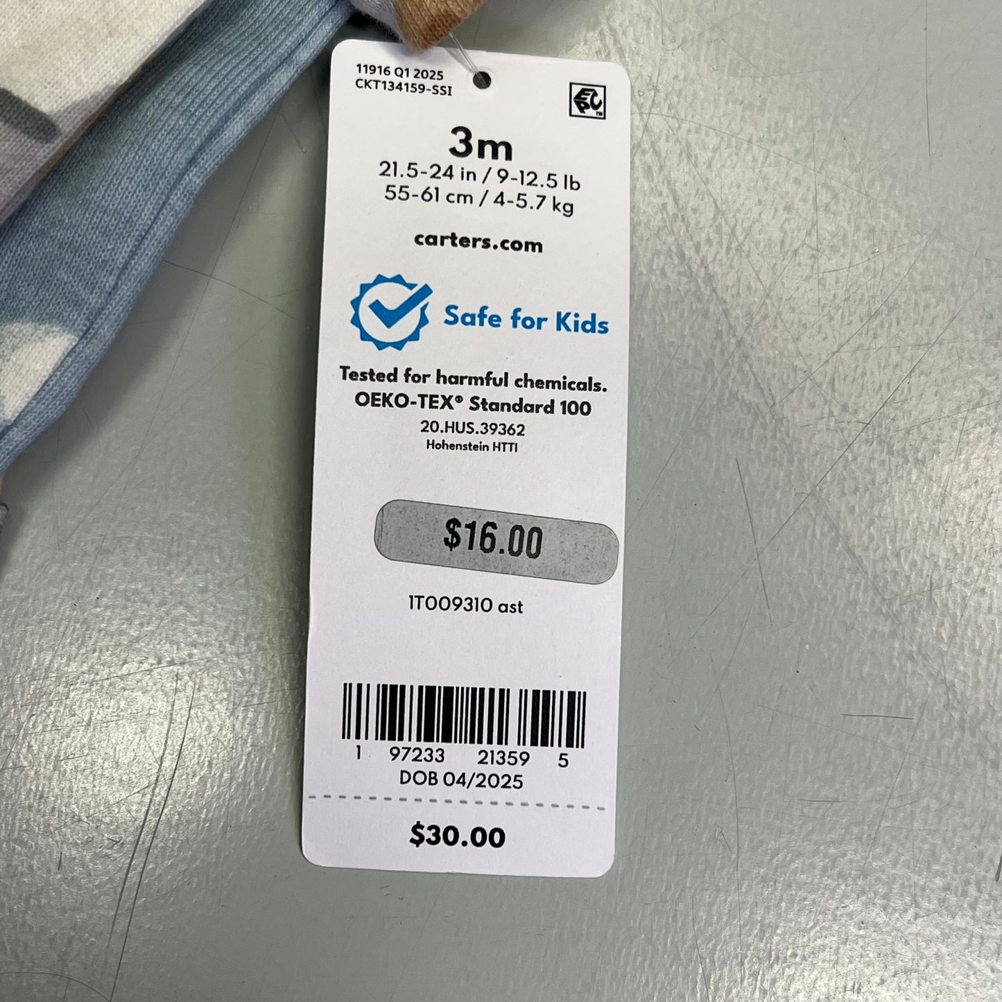 CARTERS (5 PIECE SET) Milk & Cookie - Animal Bodysuit Baby Boys Sz 3M Blue/White