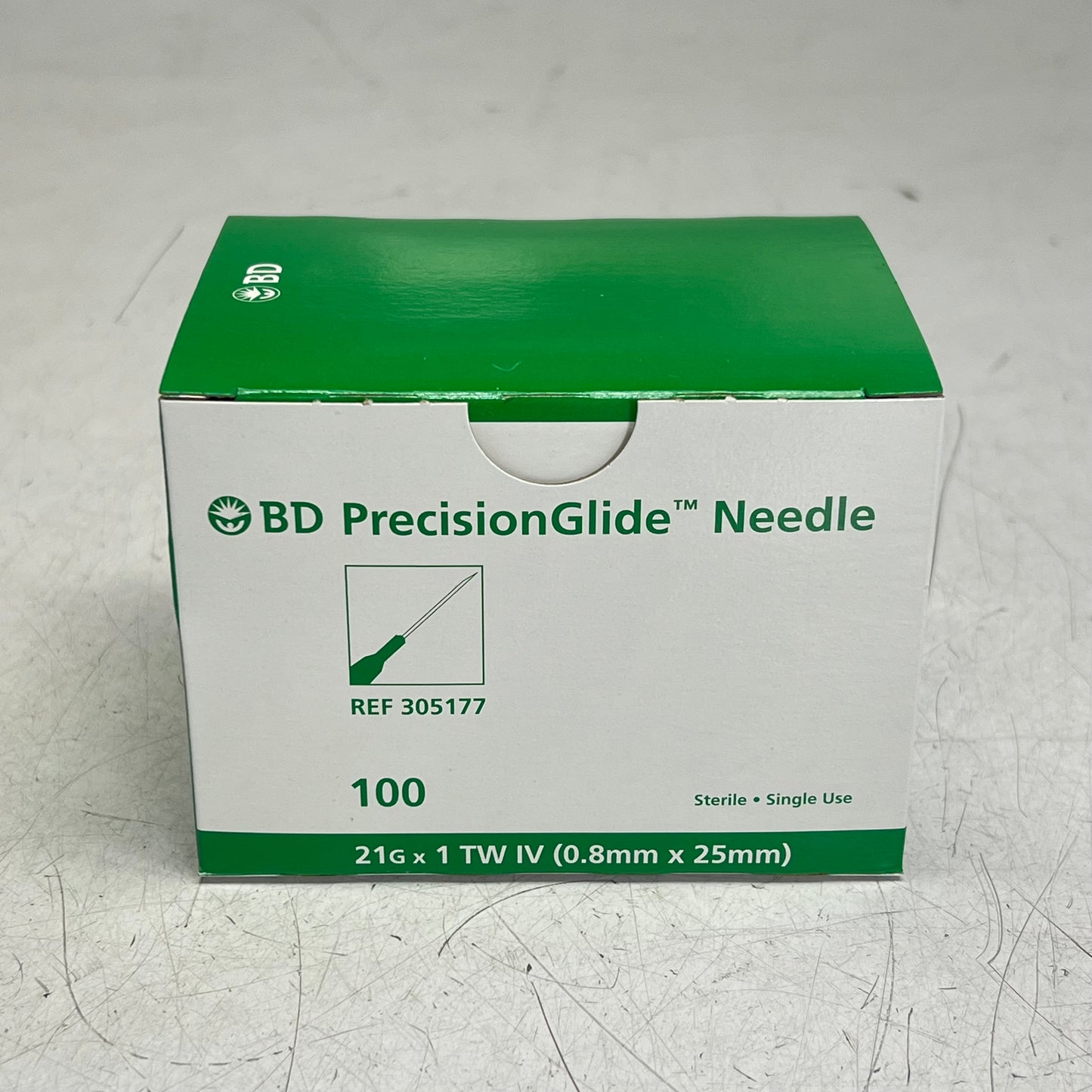 ZA@ BD  (11 PACK, 100 PACK) Precision Glide Needle  21G x 1 TW IV 0.8mm x 25mm Clear 305177