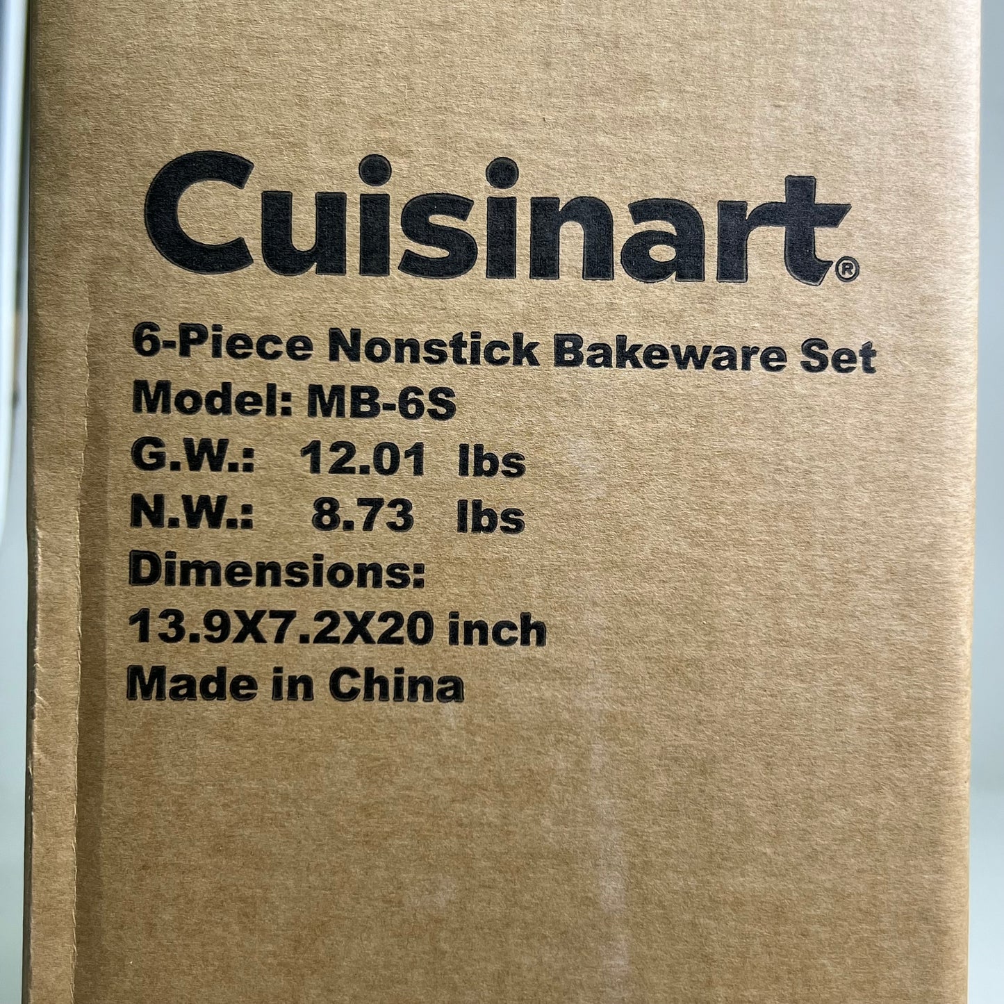 CUISINART 6-Pieces Nonstick Bakeware Set Sz 13.9" X 7.2" X 20", Grey MB-6S