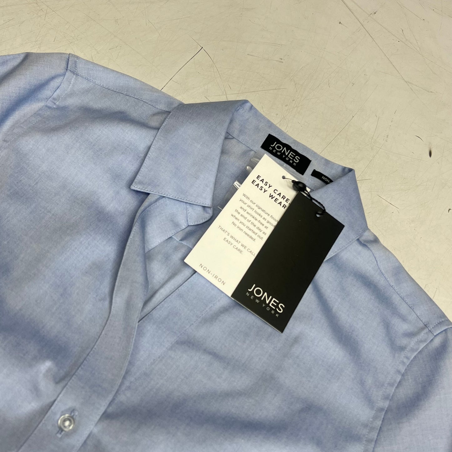 JONES New York Point Collar Long Sleeve Button Front Shirt Women's Sz S Blue