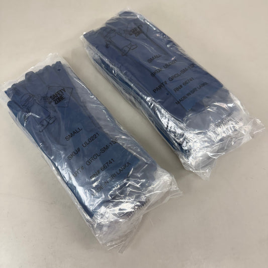 SAFETY ZONE (2 Pack, 24 Gloves) Unlined Latex Canner Gloves  Small Blue