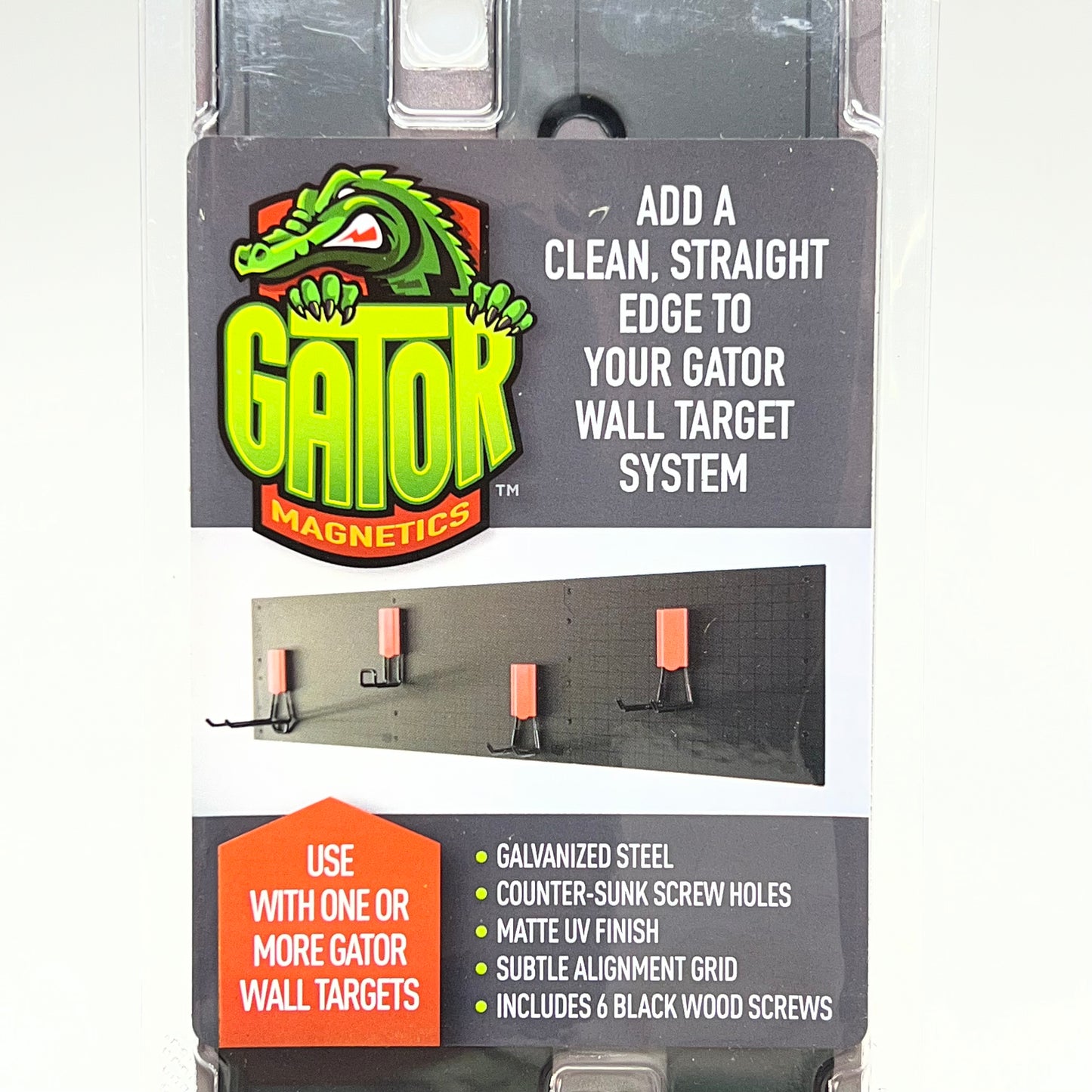 GATOR (2 PACK) Steel Edge Caps for Magnetic Wall 12”Hx1.5”Wx0.06”D Black 500076