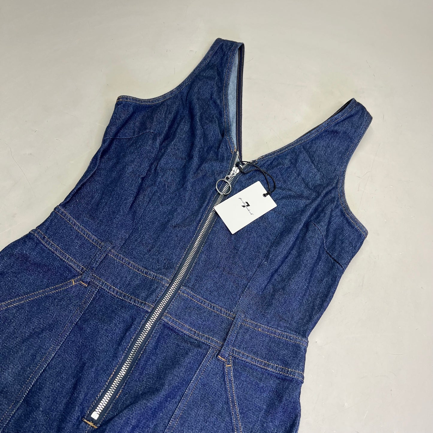 7 FOR ALL MANKIND Soft Denim Zip Up Jumper Womens Sz M Dark Blue AU7190865A WLSR