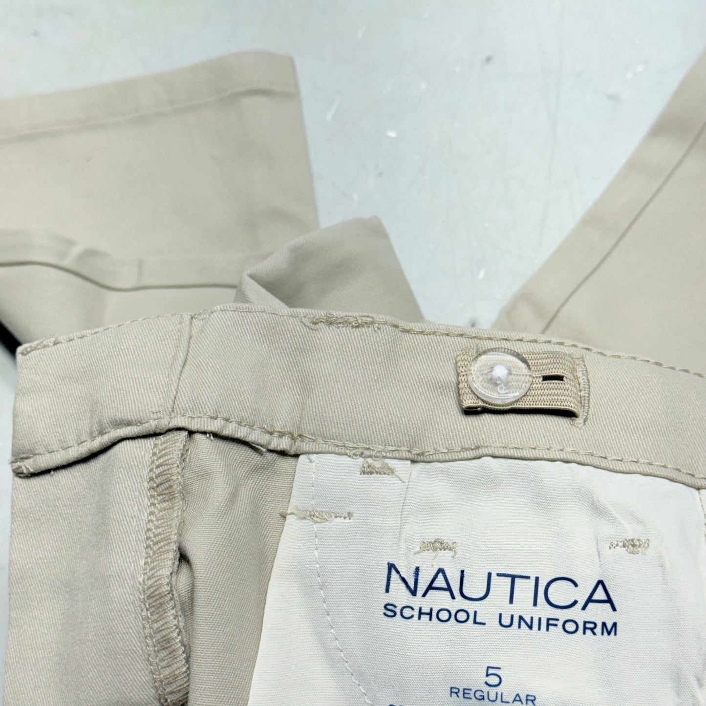 NAUTICA JEANS Boys' School Uniform Pants Sz 5 Regular Khaki - NUFDC01E (New)