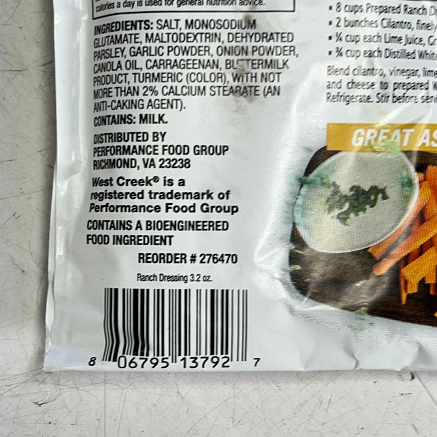 ZA@ WEST CREEK (18 PACK) Ranch Dressing 3.2 Oz Makes One Gal Each BB 01/26