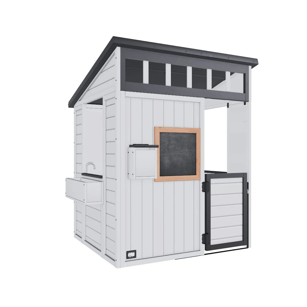 BACKYARD Discovery Caraway Cottage Outdoor Wood Playhouse 4.3'W x 3.8'L x 4.9'H White 2303041 (New Other)