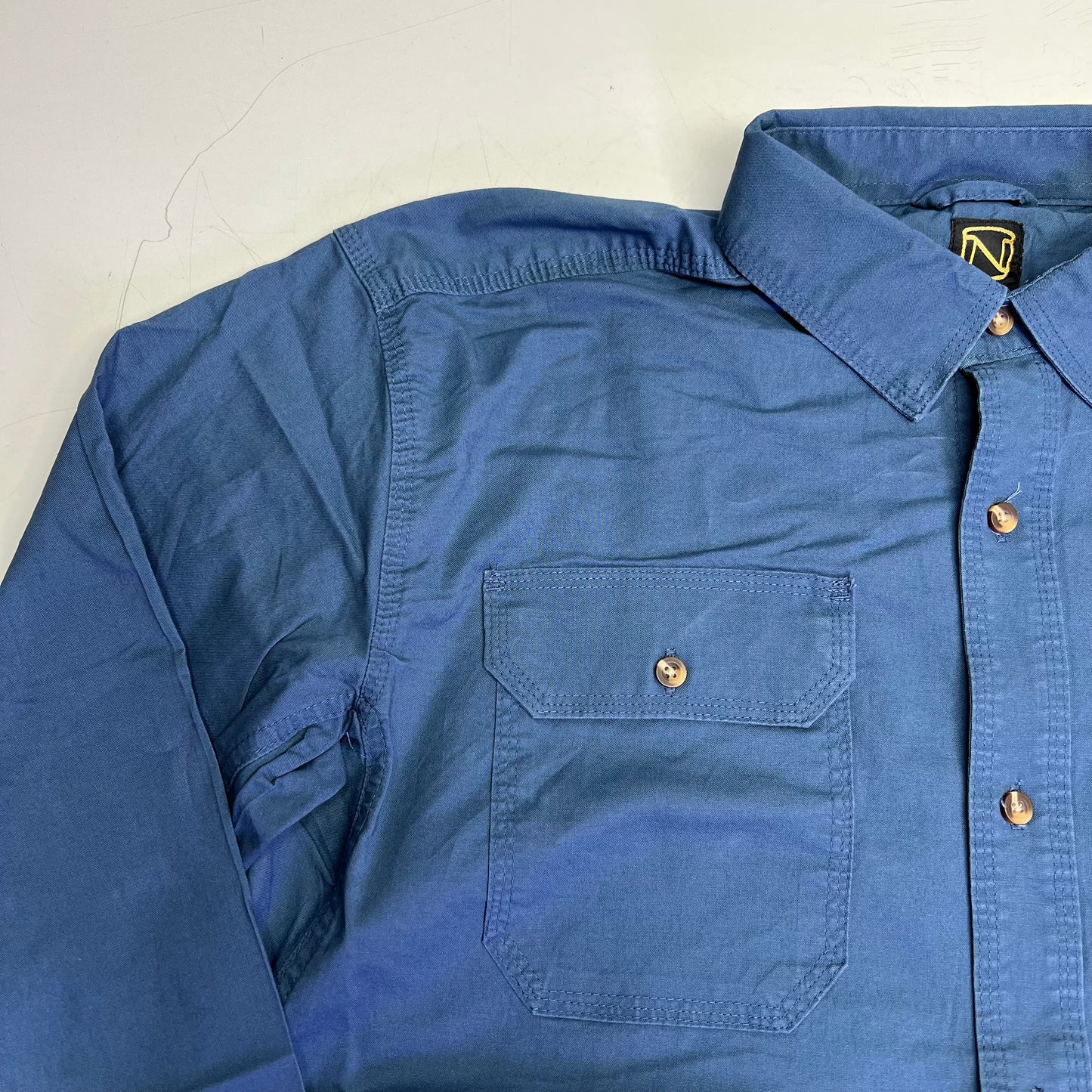 NOBLE OUTFITTERS Long Sleeve Weathered Work Shirt Men's Sz L-T Steel Blue 11049