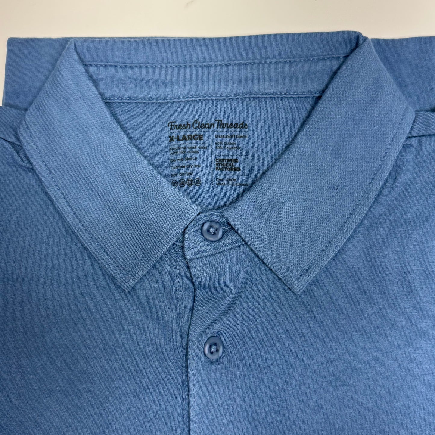 FRESH CLEAN THREADS Monsoon Blue Polo Shirt Sz XL Short Sleeve Athletic Fit - Blue TOR-MON-XL