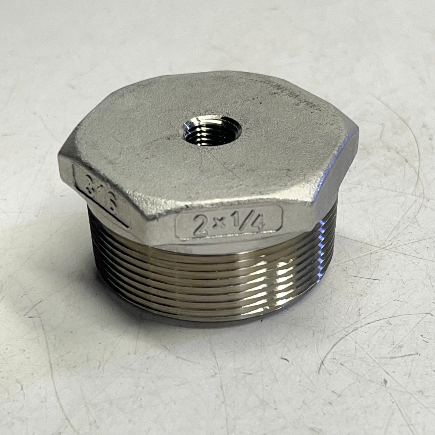 SERVICE METAL SS Hexagon Bushing NPT Connection 2"x1/4" Silver SSS6HB02.0X.250