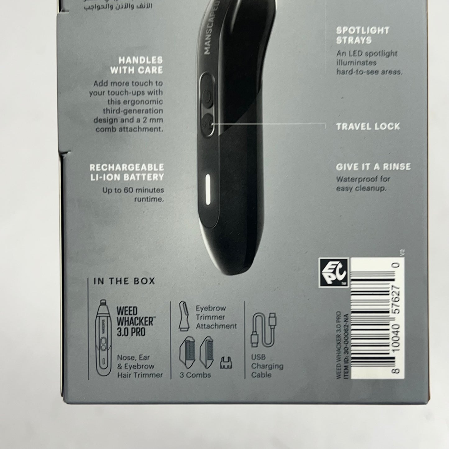 MANSCAPED Weed Whacker 3.0 Pro Skinsafe Technology 60 Min Runtime 30-00062-NA