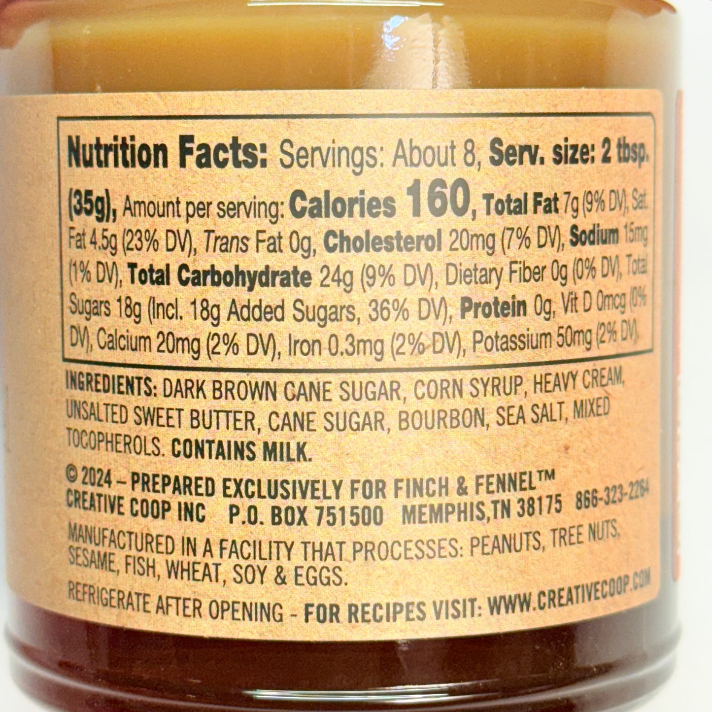 FINCH + FENNEL Bourbon + Butter Caramel Sauce 10 Oz BB 08/26 - New
