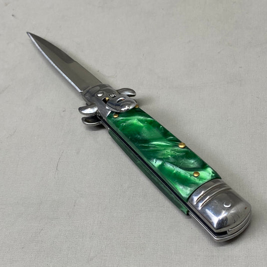 ZA@ ARMED FORCE TACTICAL Hand Crafted OTF Pocket Knife 3" Blade 7" Knife Green Marble ST-8GN