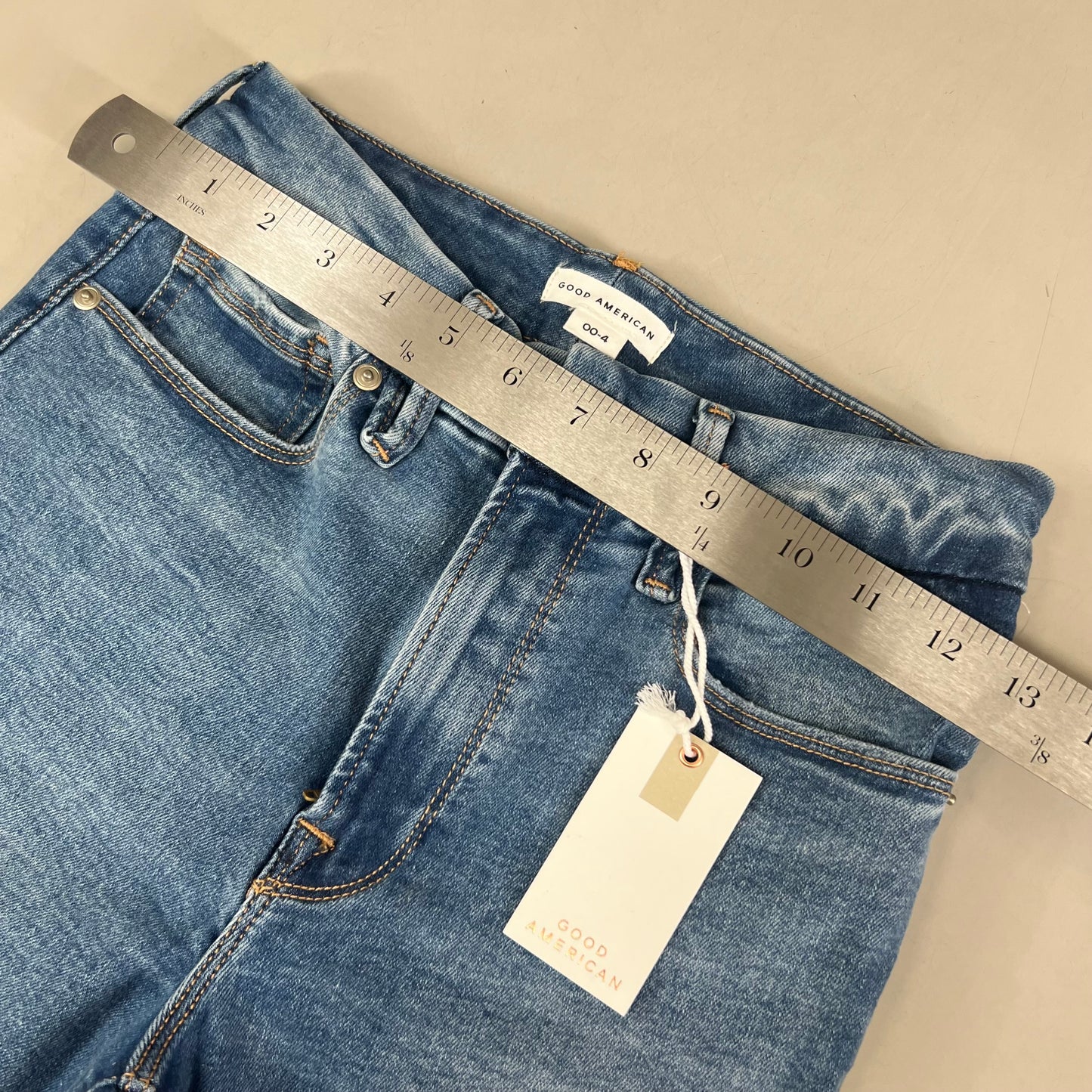 GOOD AMERICAN Good Waist High-Rise Jeans Women's Sz 004 Indigo324 GWAFDV478T