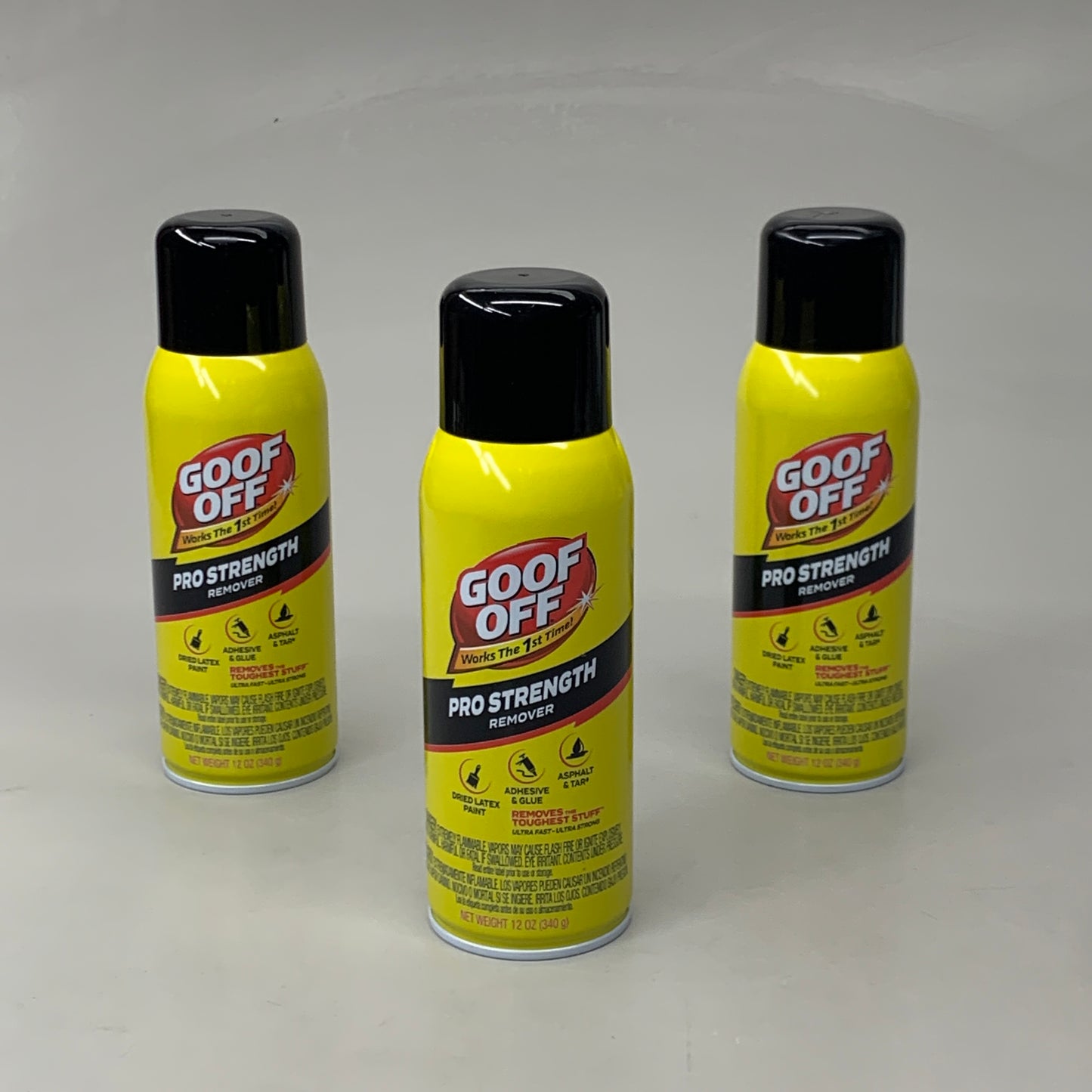 ZA@ GOOF OFF (3 PACK) Pro Strength Remover Dried Latex Paint Adhesives & Glue Asphalt & Tar FG658