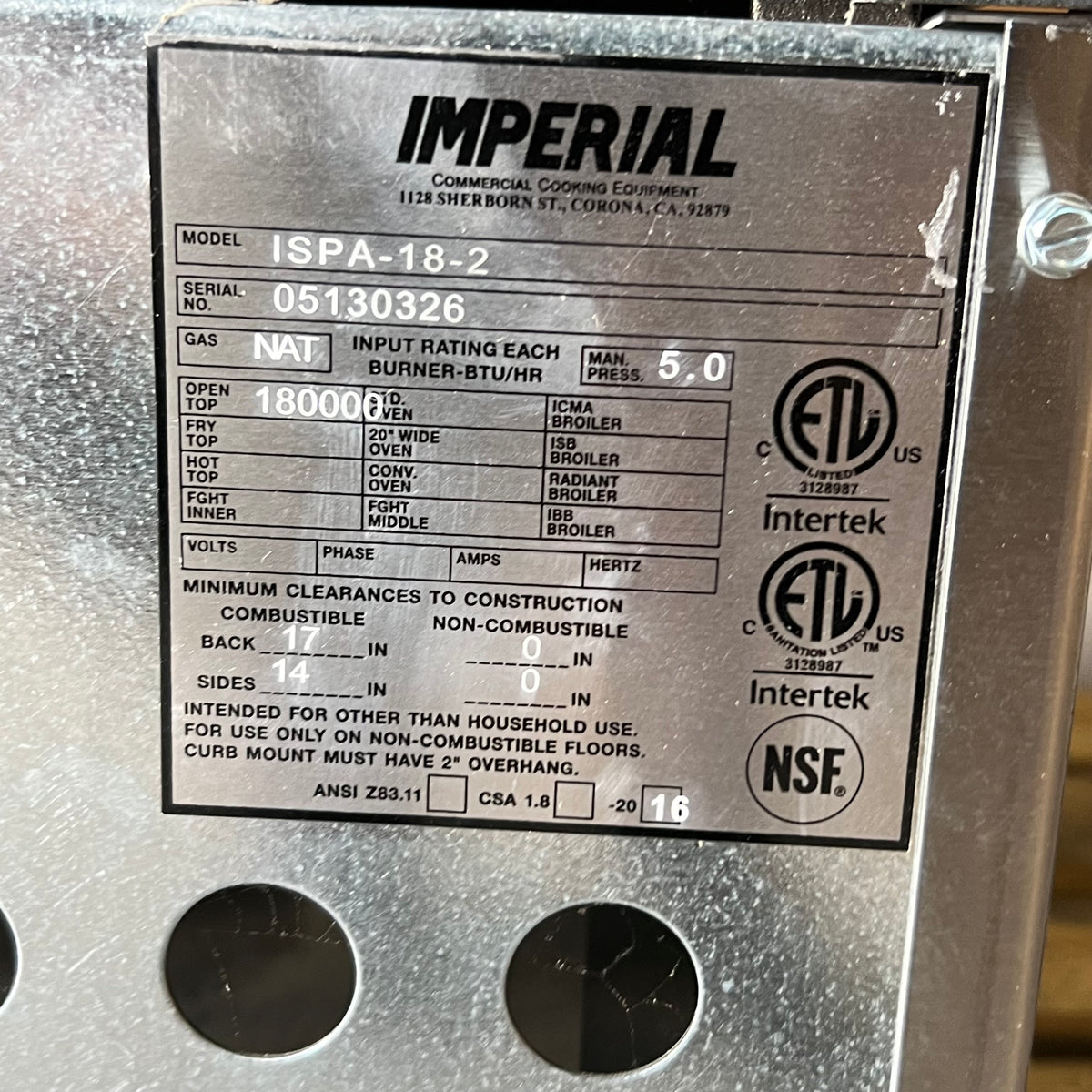 IMPERIAL Commercial Natural Gas Stock Pot Range 2 Burners 36.000 BTU - ISPA-18-2 (New Other, Missing 2 Knobs)