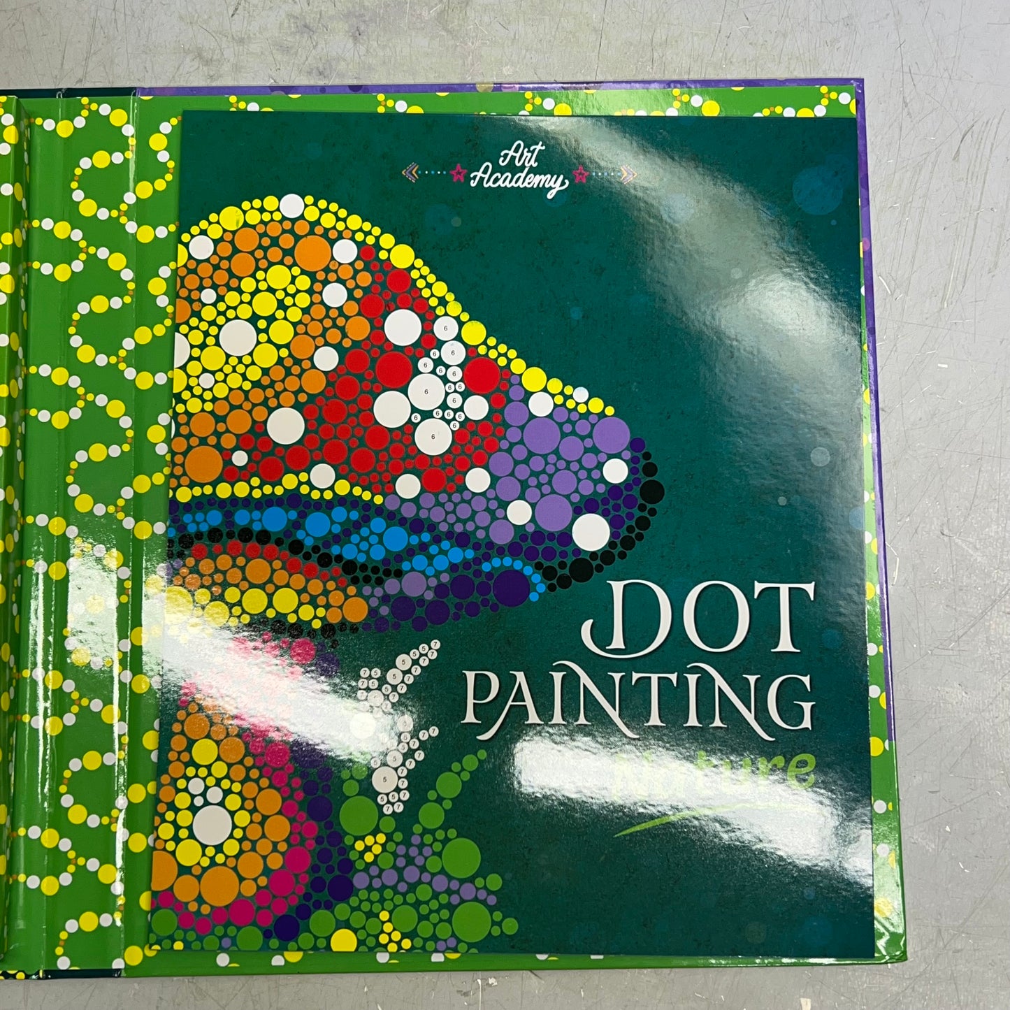 ART ACADEMY Hardback Dot Painting Nature Includes Paints & Tools Book 11"x10"x1"