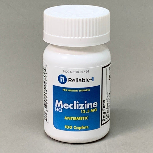ZA@ RELIABLE 1 (3 PACK!) Meclizine HCI 12.5 MG 100 Caplets 23E178 BB-05/2025 E