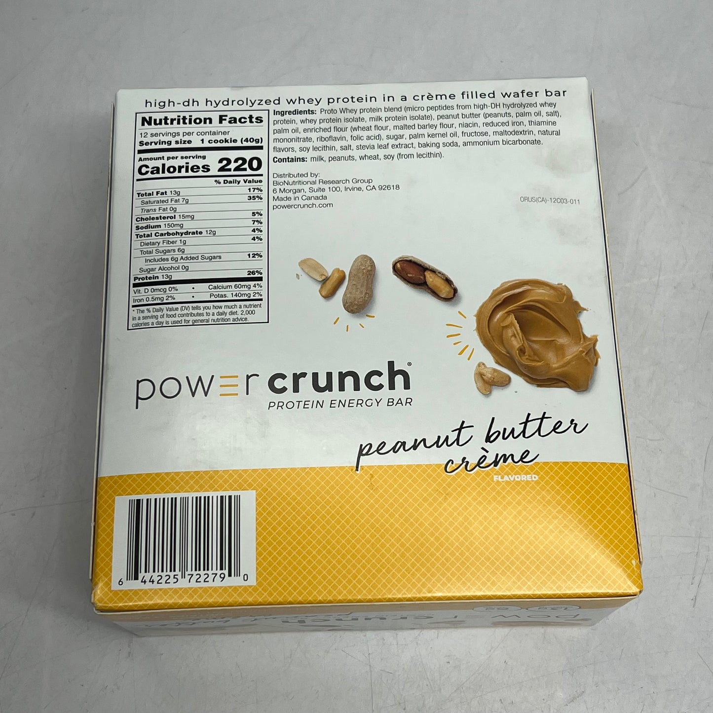 ZA@ POWER CRUNCH  (12 PACK) Wafer Whey Protein Energy Bar Pre/post Workout BB 07/26