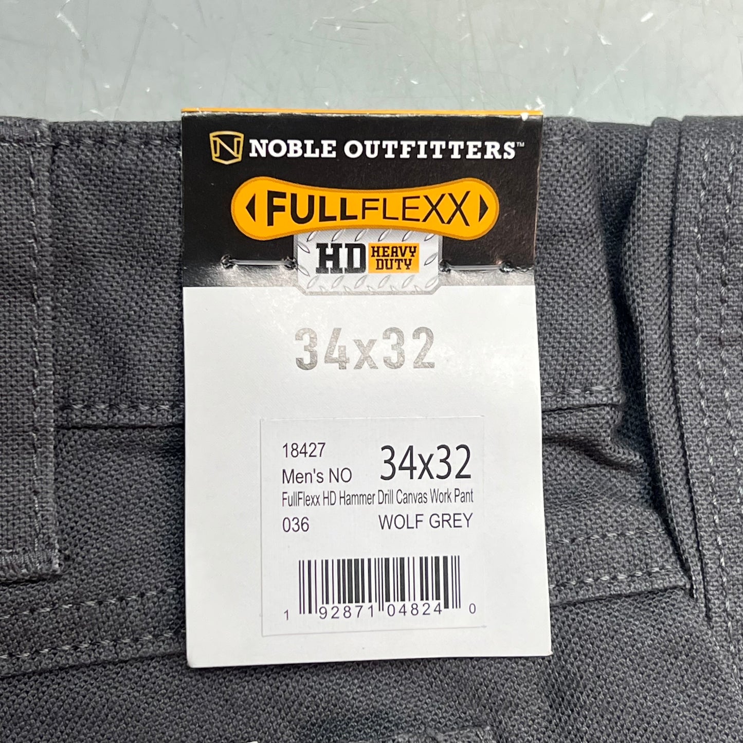 NOBLE OUTFITTERS Full Flex HD Hammer Canvas Work Pant Men's Sz 34x32 Wolf Grey