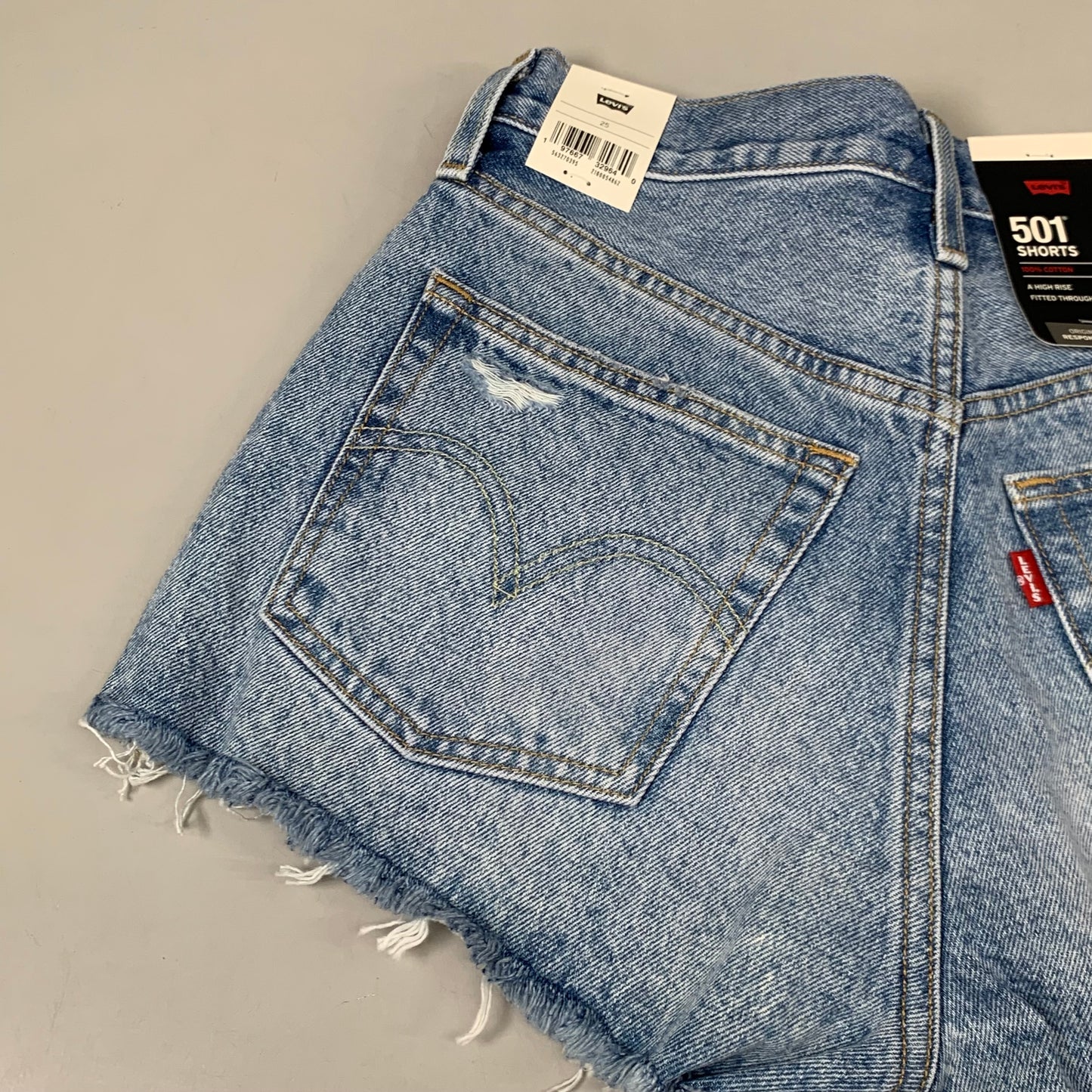 LEVIS 501 Original Fit High Rise Shorts Medium Wash Women's Sz 25 Mega Vibe Blue