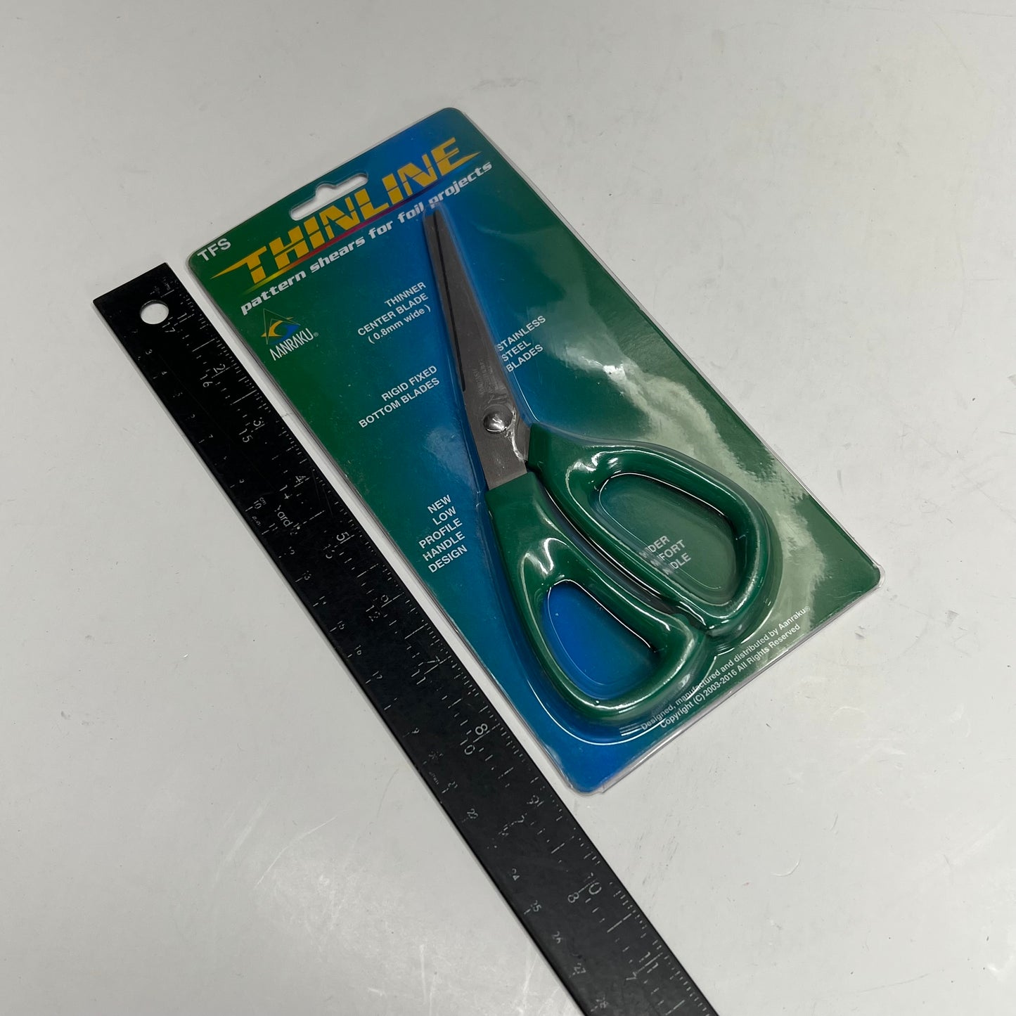 AANRAKU Thinline Pattern Shears Alloy Steel Thinner Center Blade Green AANP-TFS