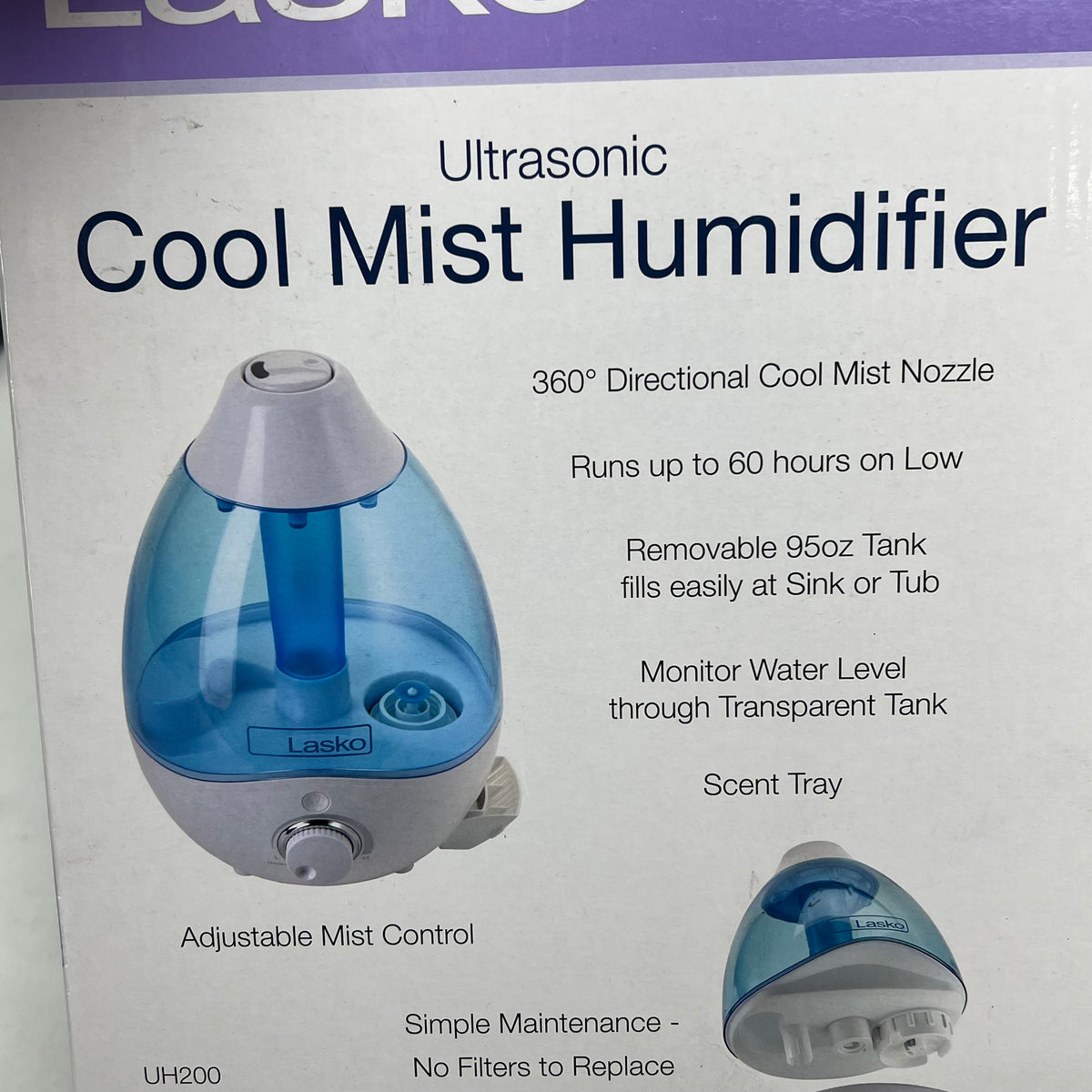 LASKO Ultra Sonic Cool Mist Humidifier 60hr Run Time Rooms Up To 300sq Ft White