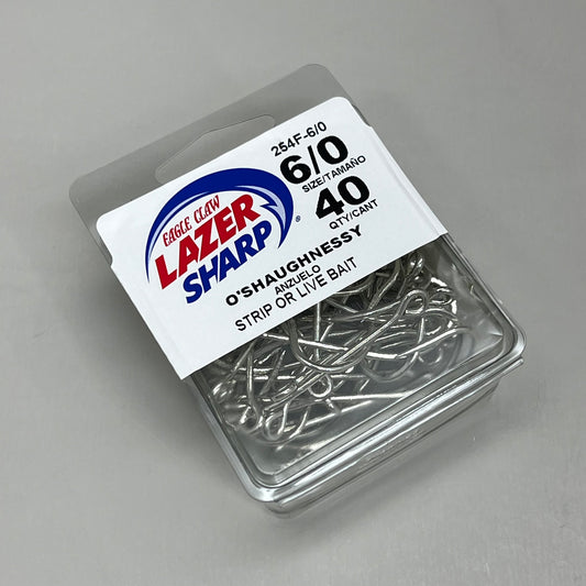 EAGLE CLAW O'Shaughnessy Hook Strip or Live Bait Chrome #6/0 40pc 254F-6/0