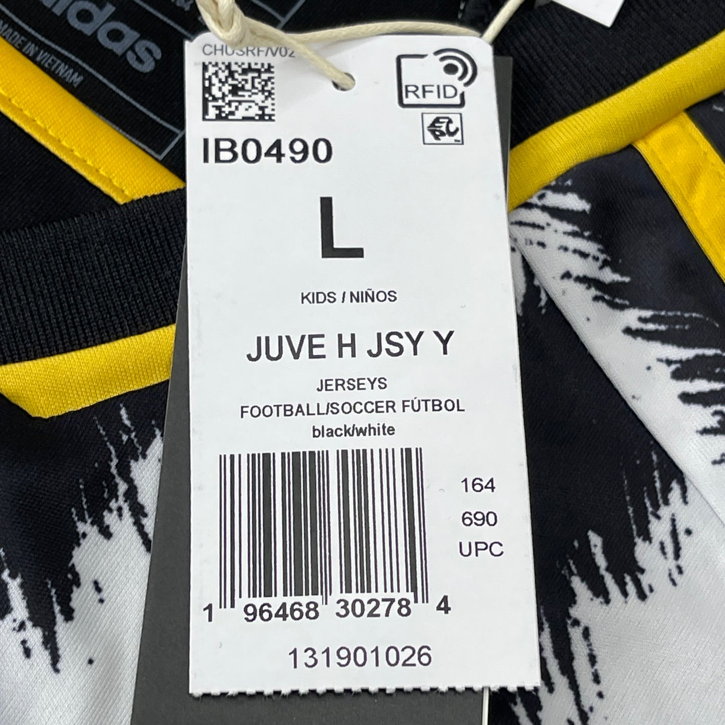 Z@ ADIDAS 2023/2024 Juventus Home Soccer Jersey Sz Youth L (13-14Y/164) Black/White/Yellow (New)