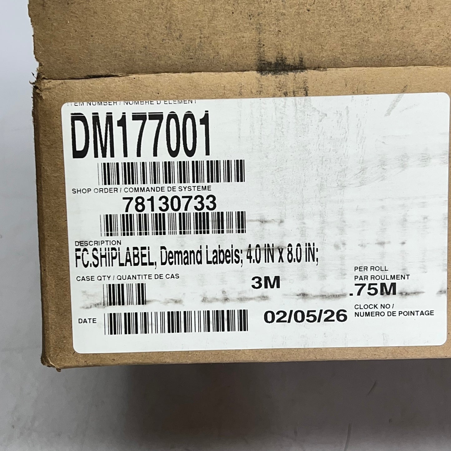 (4 PACK, 300 EACH) Thermal Shipping Demand Labels  3" Core 4"x8"  White DM177001