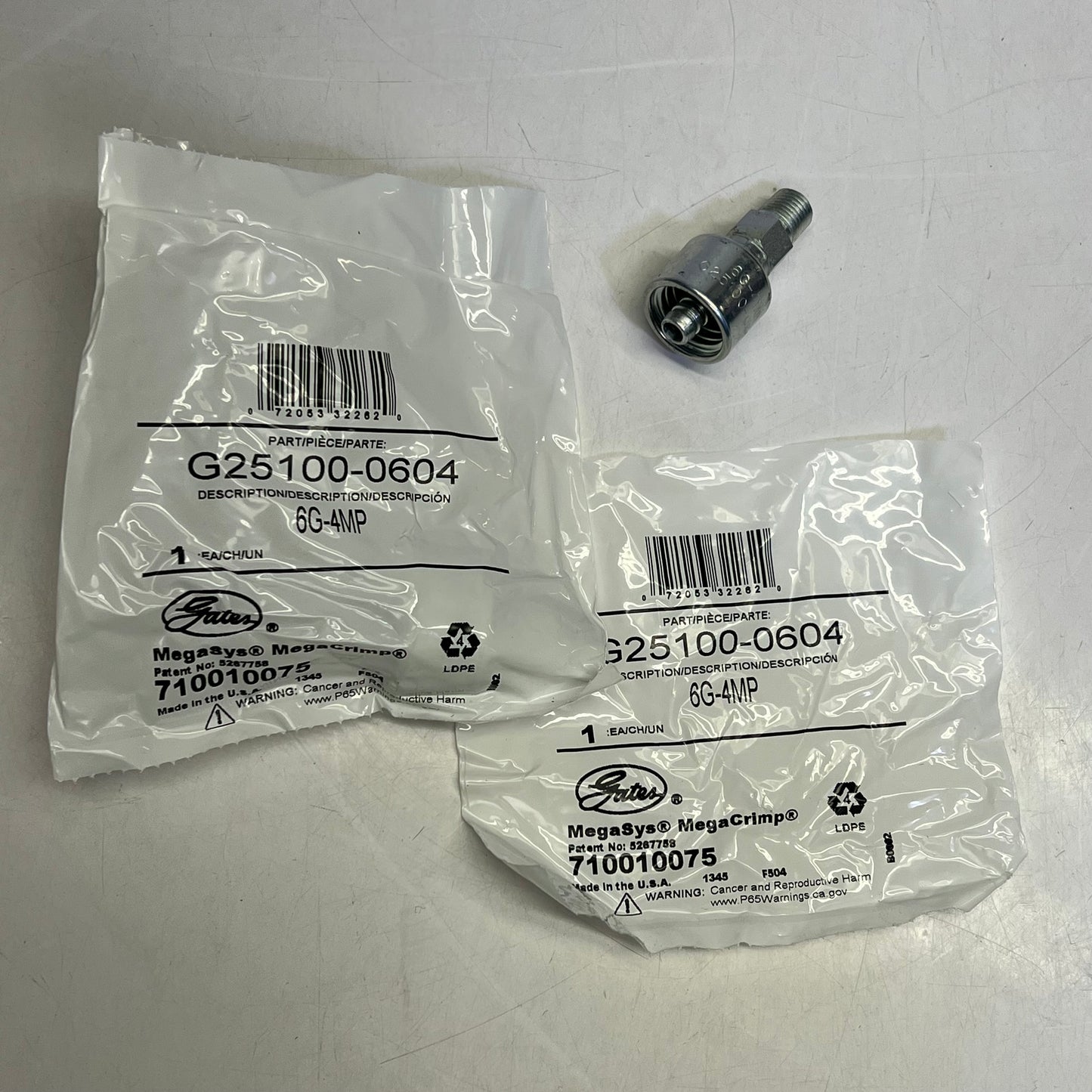 GATES (2 PACK) Male Pipe (nptf 30° Cone Seat) Coupling 3/8" x 2.32" G25100-0604
