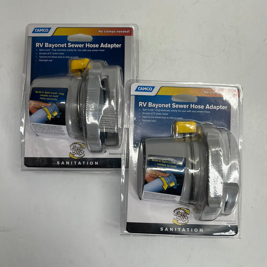 CAMCO (2 PACK) Easy Slip Straight Hose Adapter W/ Slip Lock Grey/Yellow 39173