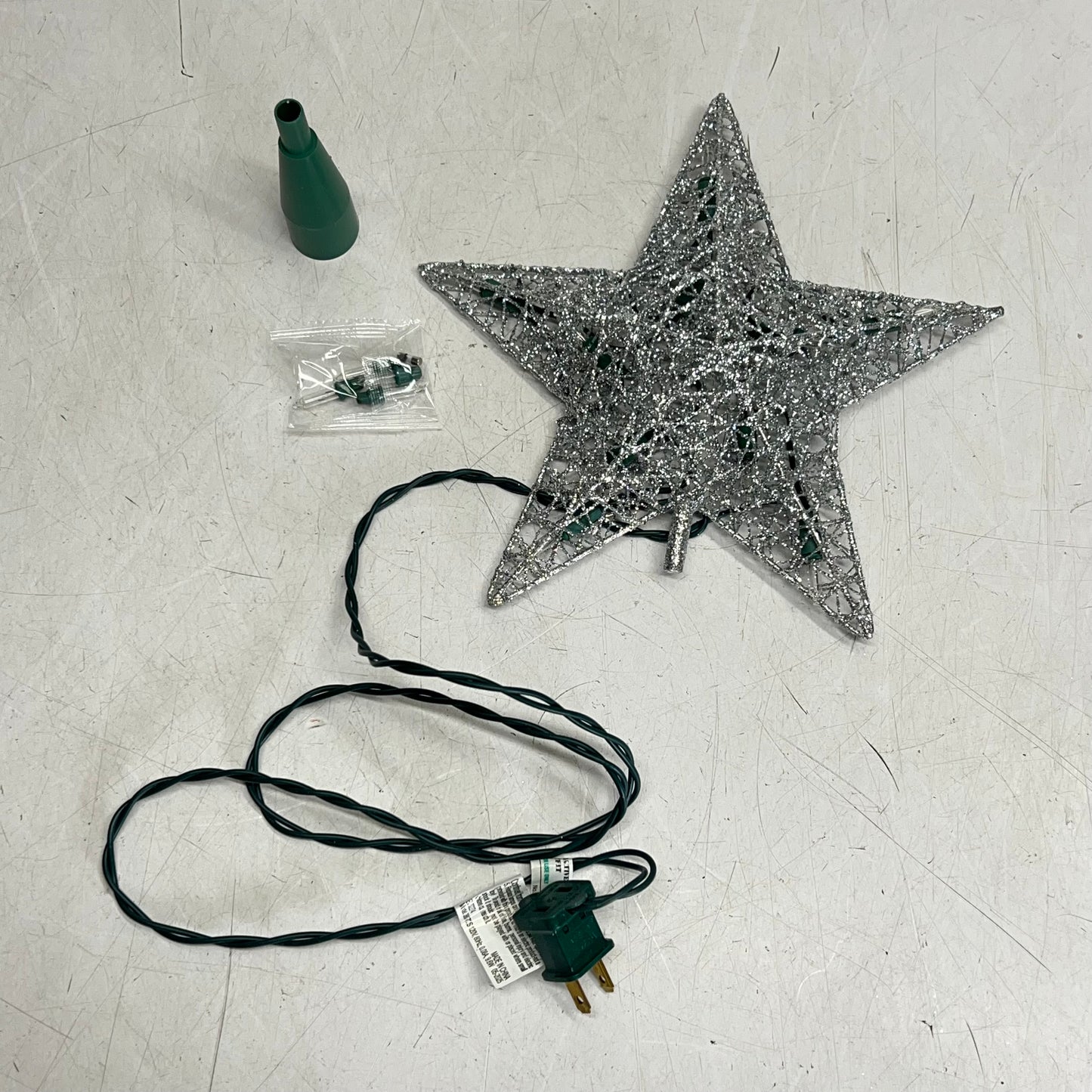 KURT S ADLER Wire Star Tree Topper Christmas Decor 9" 10 Light Silver UL0131S