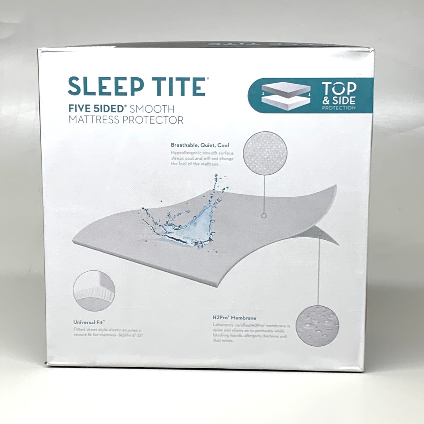 MALOUF Sleep-Tite Five 5ided Smooth Mattress Protector Sz King 100% Water-Proof