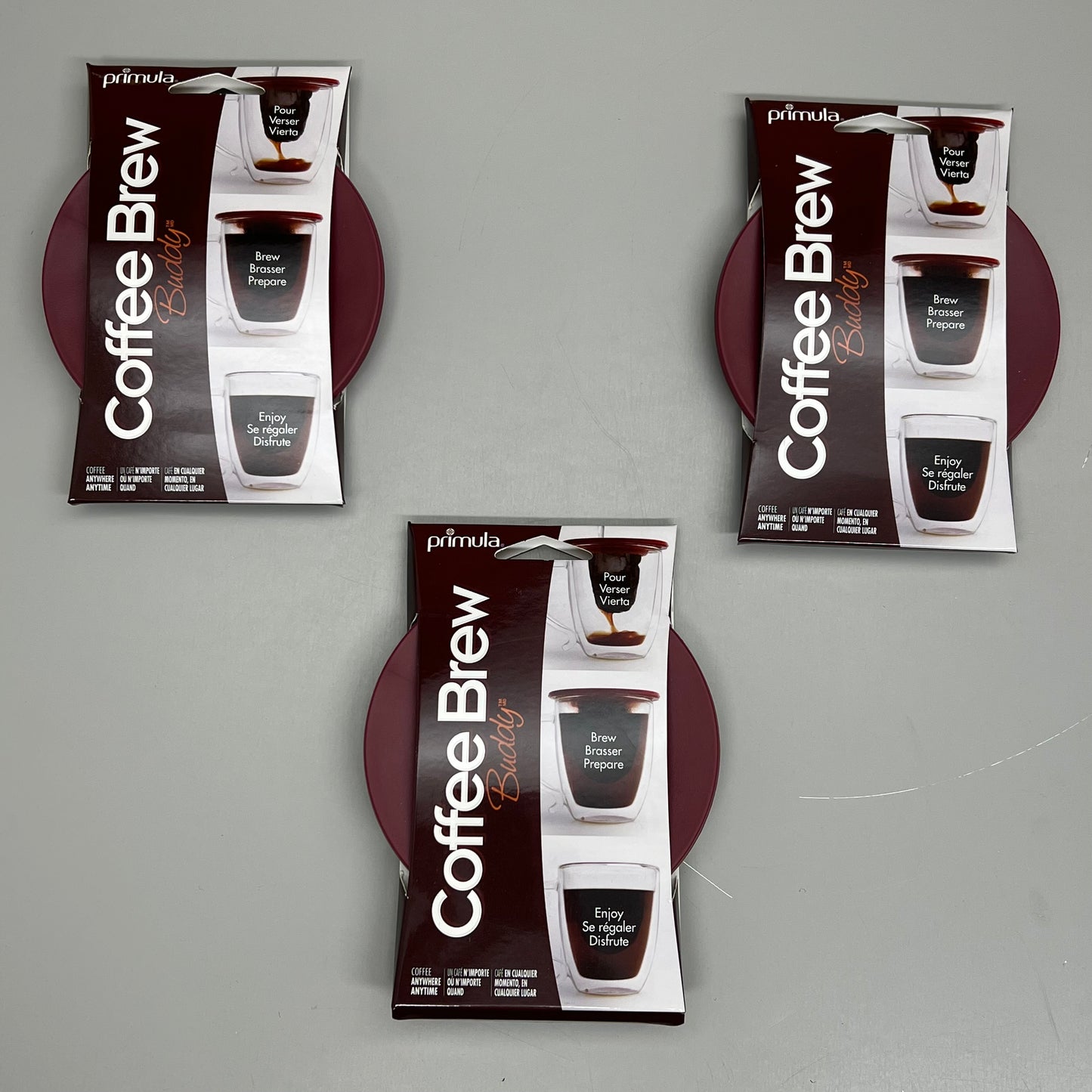 EPOCA (3 PACK) Primula Single Serve Portable Coffee Brew Buddy Maroon PVBR-0146