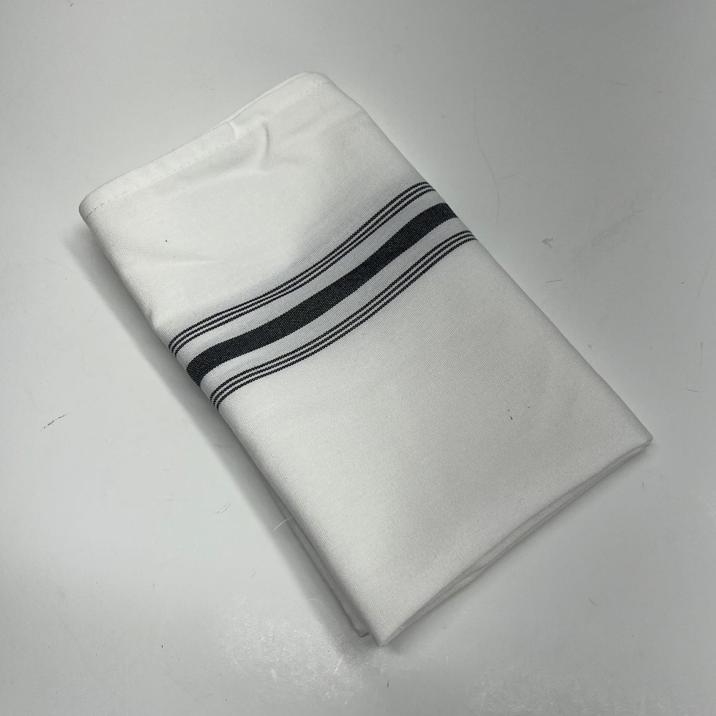 HELLENA FASHION (50 PACK) Cloth Napkins 21"x18" White W/ Black Bistro NP0086