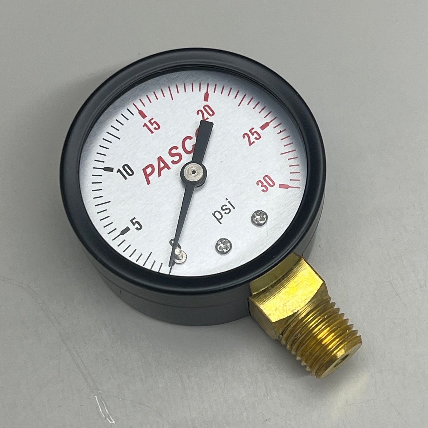 PASCO (2 PACK) Pressure Gauge 1/4" MPT Brass Connection 2" 30PSI Steel Enclosure 1727