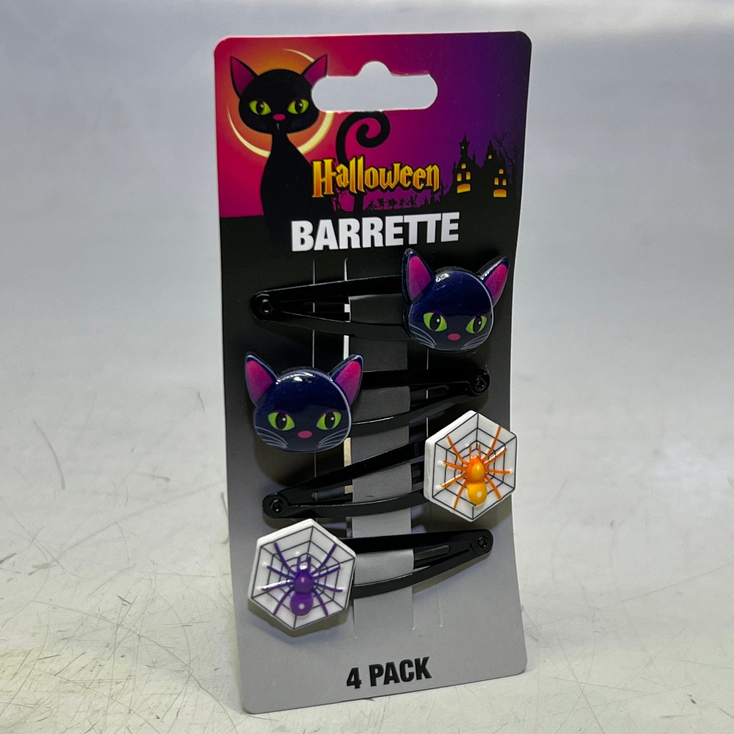 MAGIC SEASON (4 Pieces) Halloween Spiderweb Cat Barrette 768503