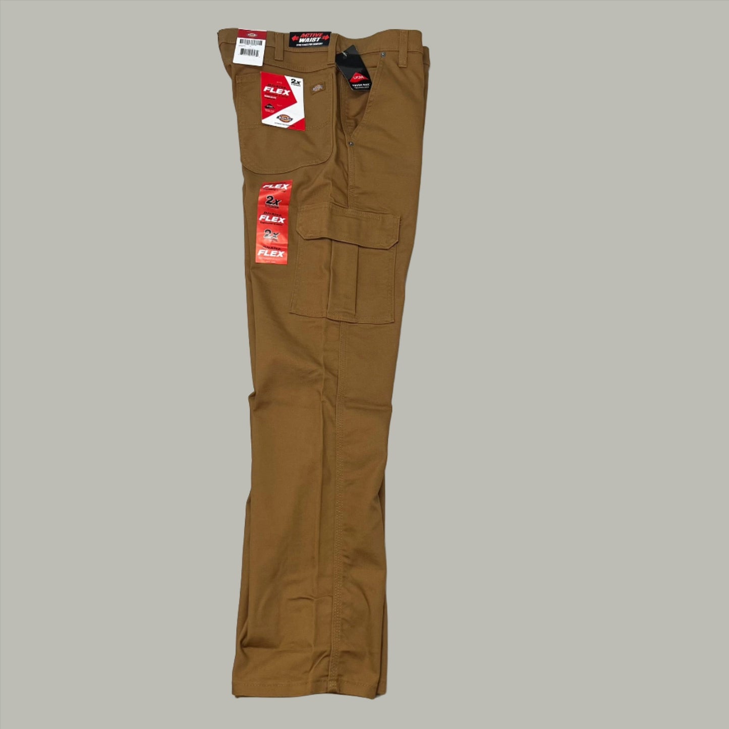 DICKIES Flex Regular Fit Cargo Pants Mens 34X32 Stonewashed Brown Duck DP902SBD