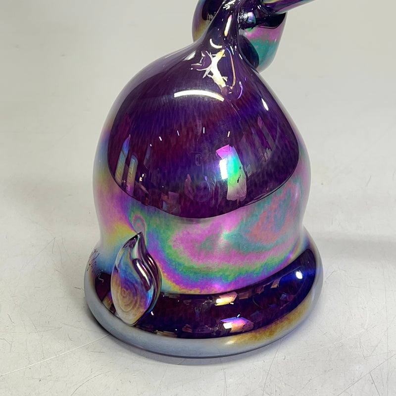 HUNT SLONEM Hand Blown Bunny Scuplture  13" L Rainbow Chromatic Hue