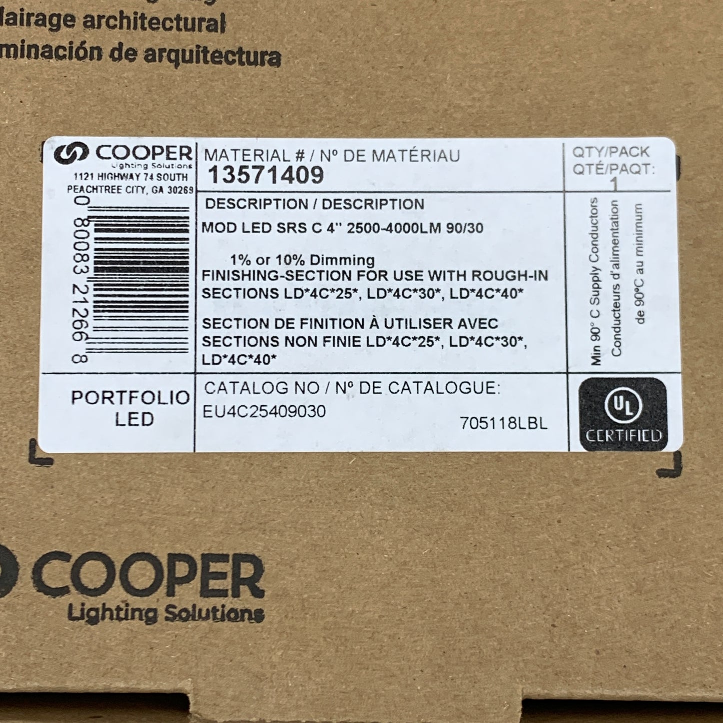 PORTFOLIO (2 PACK) Cooper Lighting Solutions Light Engine 3500K Lumen EU4B30409035